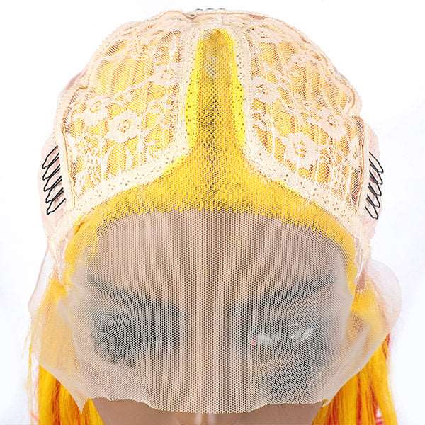 13x4x1 Bob Wigs Straight Human Hair Wigs Color Lace Front Wig Yellow Red Bob Lace Wigs - Healthier Me Beauty, LLC