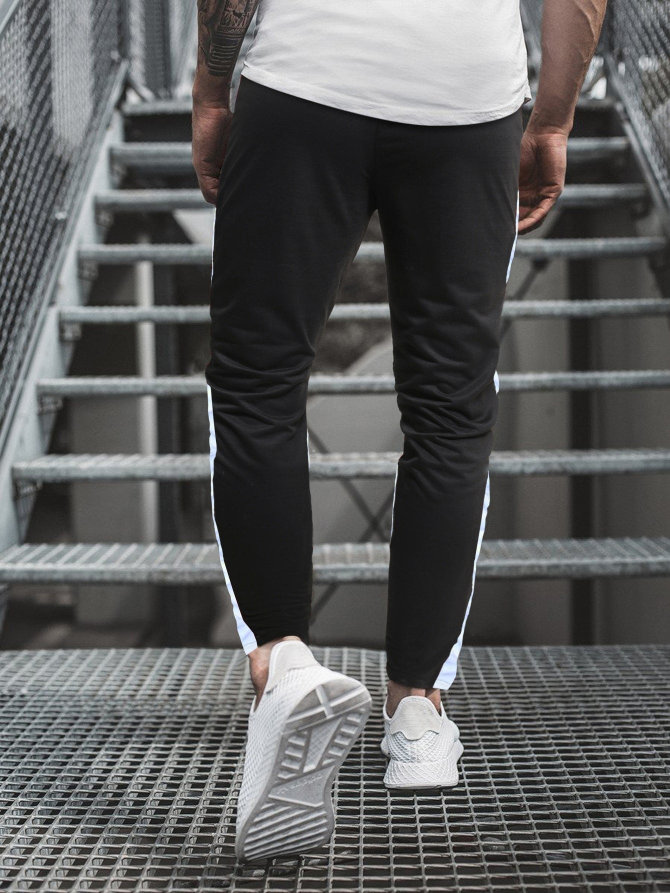 Manfinity Sporsity Men Letter Graphic Contrast Side Seam Drawstring Waist Sweatpants