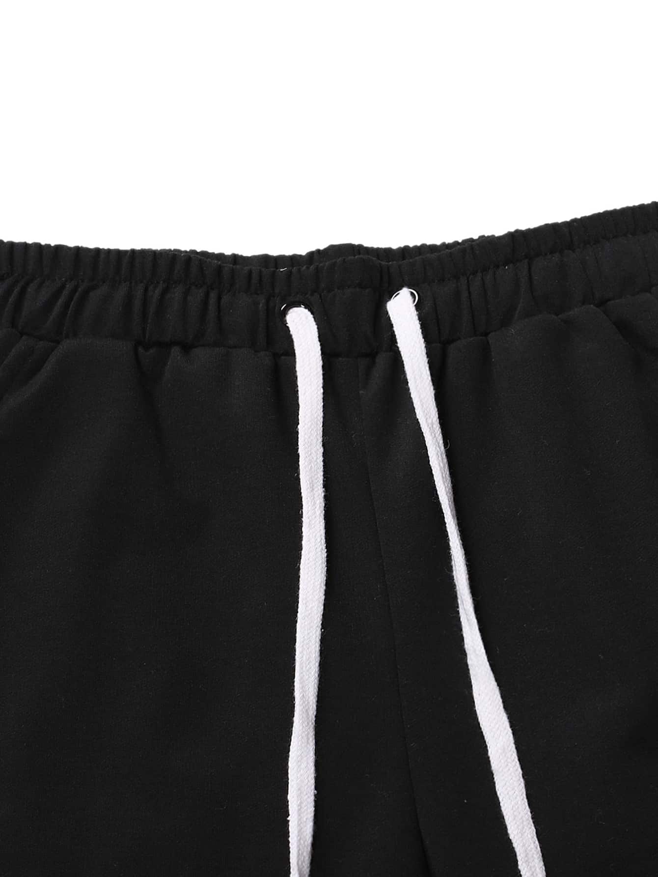 Manfinity Sporsity Men Letter Graphic Contrast Side Seam Drawstring Waist Sweatpants