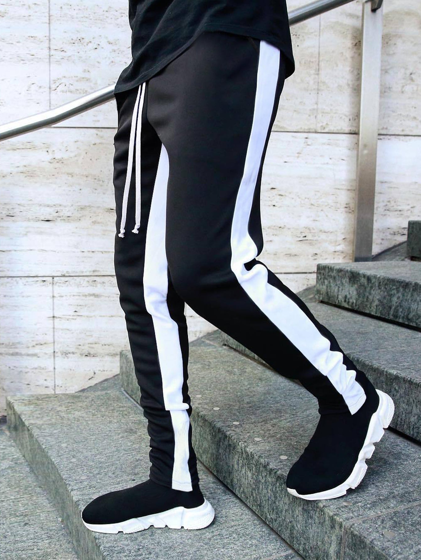 Manfinity Sporsity Men Letter Graphic Contrast Side Seam Drawstring Waist Sweatpants