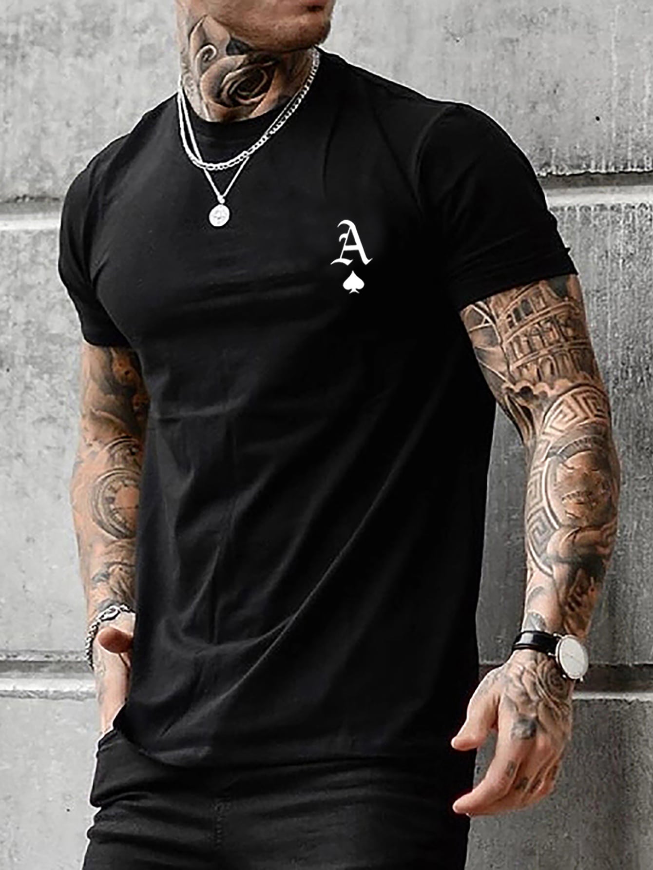 Manfinity Homme Men Playing Card Print Tee