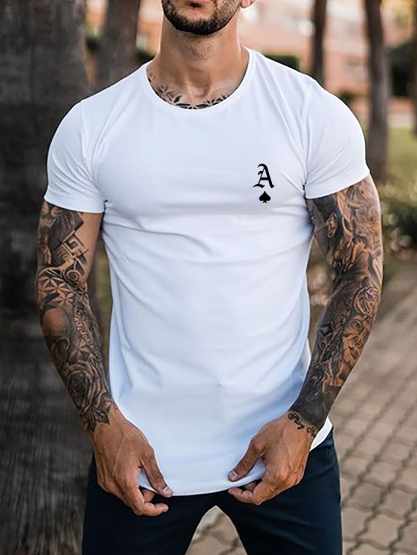 Manfinity Homme Men Playing Card Print Tee