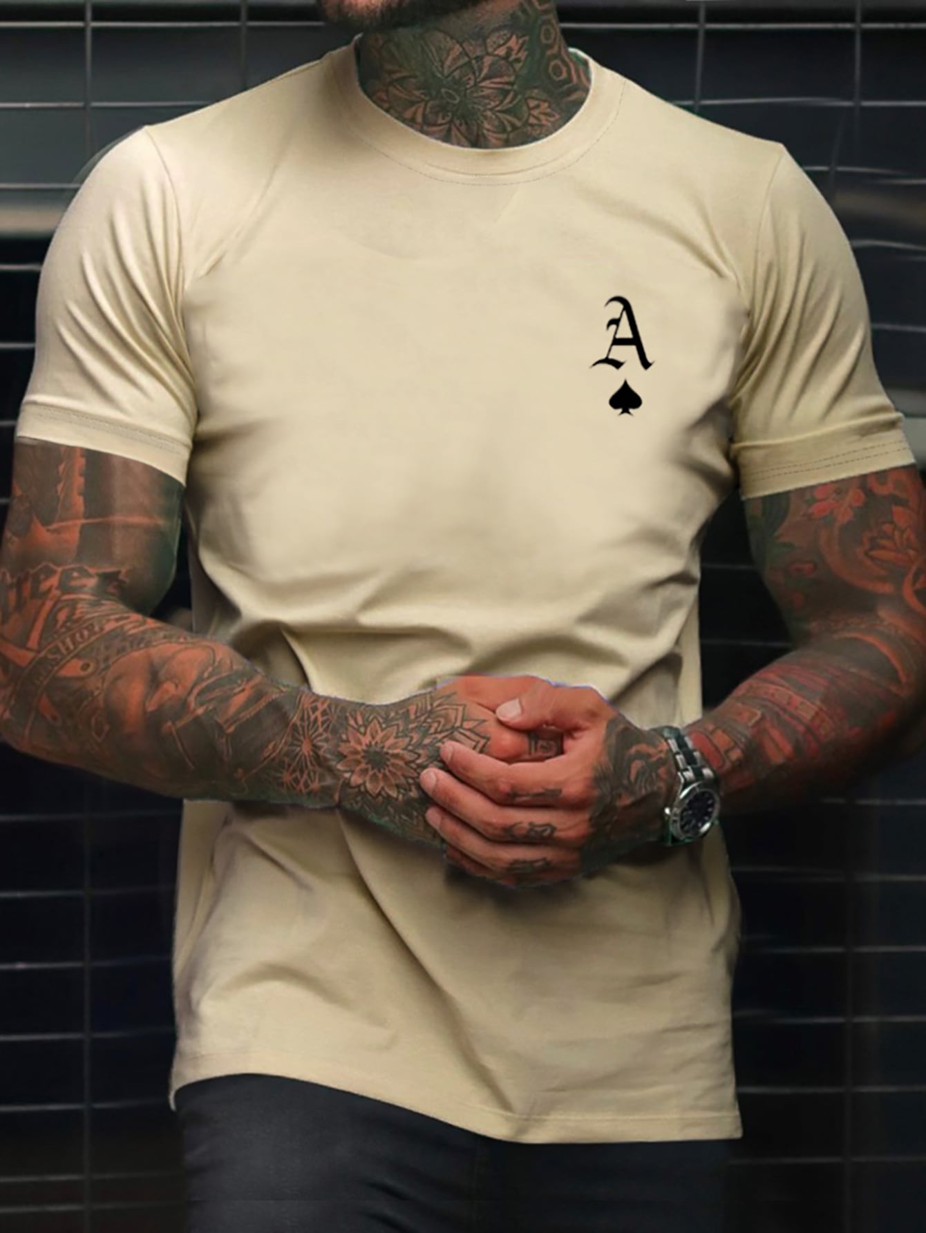 Manfinity Homme Men Playing Card Print Tee