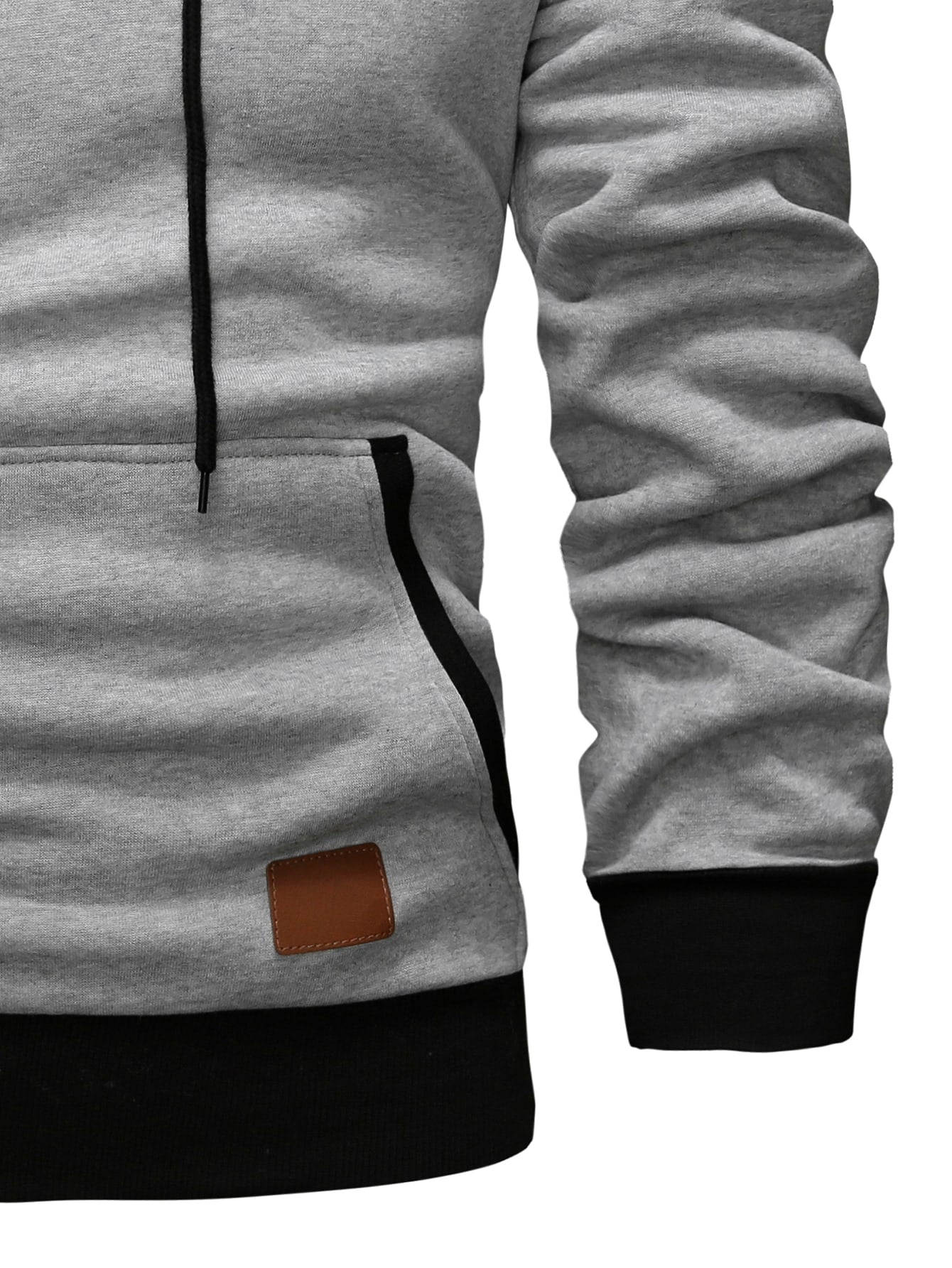 Manfinity Homme Men Patched Detail Kangaroo Pocket Drawstring Hoodie