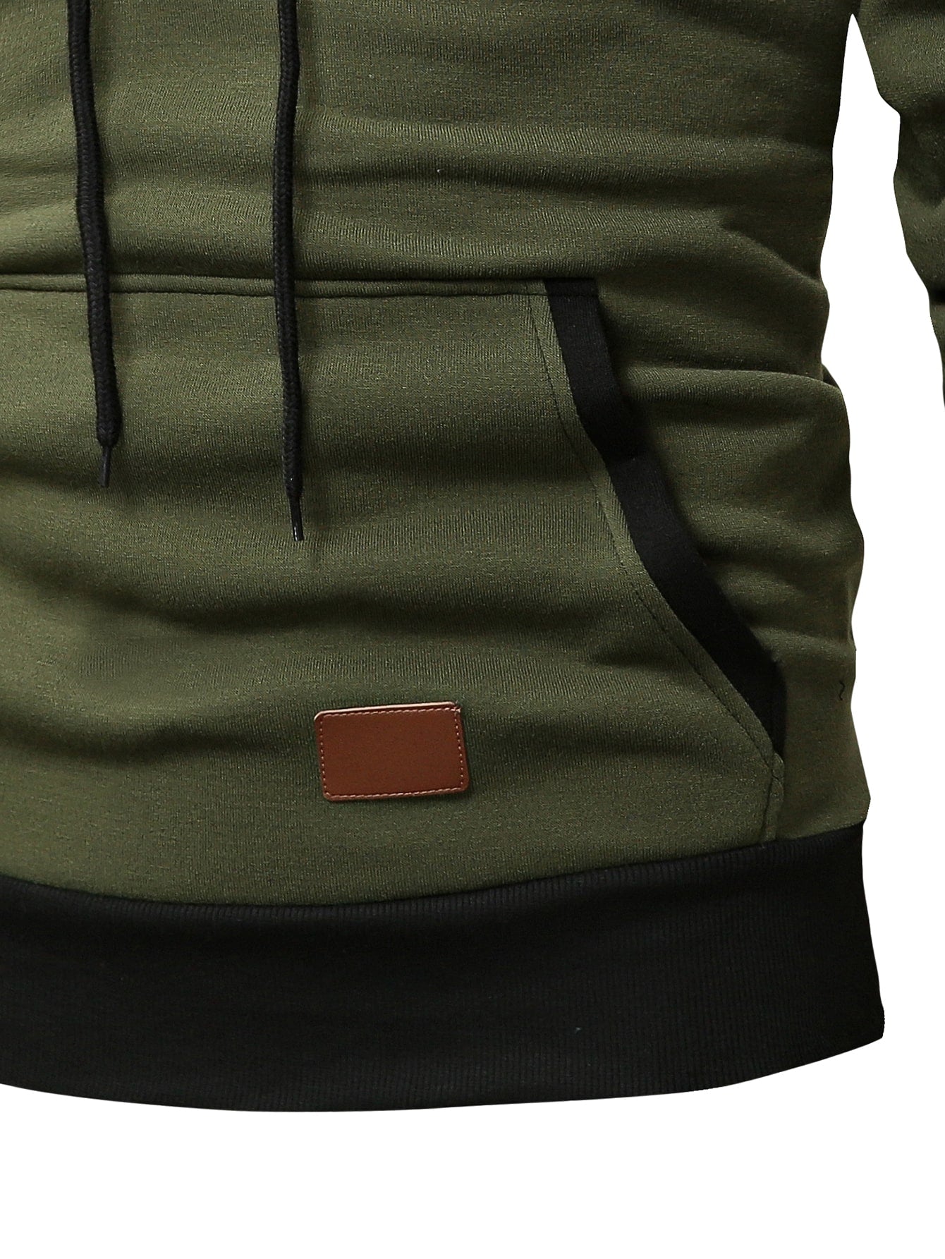Manfinity Homme Men Patched Detail Kangaroo Pocket Drawstring Hoodie
