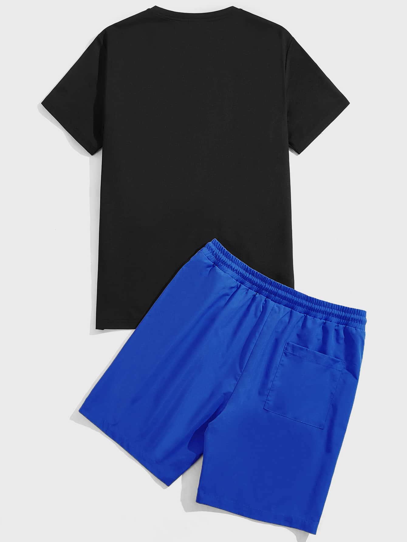 Manfinity EMRG Men Bear Letter Graphic Tee Drawstring Waist Shorts
