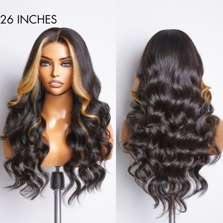 VIP Discount | Face-framing Blonde Highlight Layered Cut Loose Body Wave 5x5 Closure Undetectable HD Lace Wig