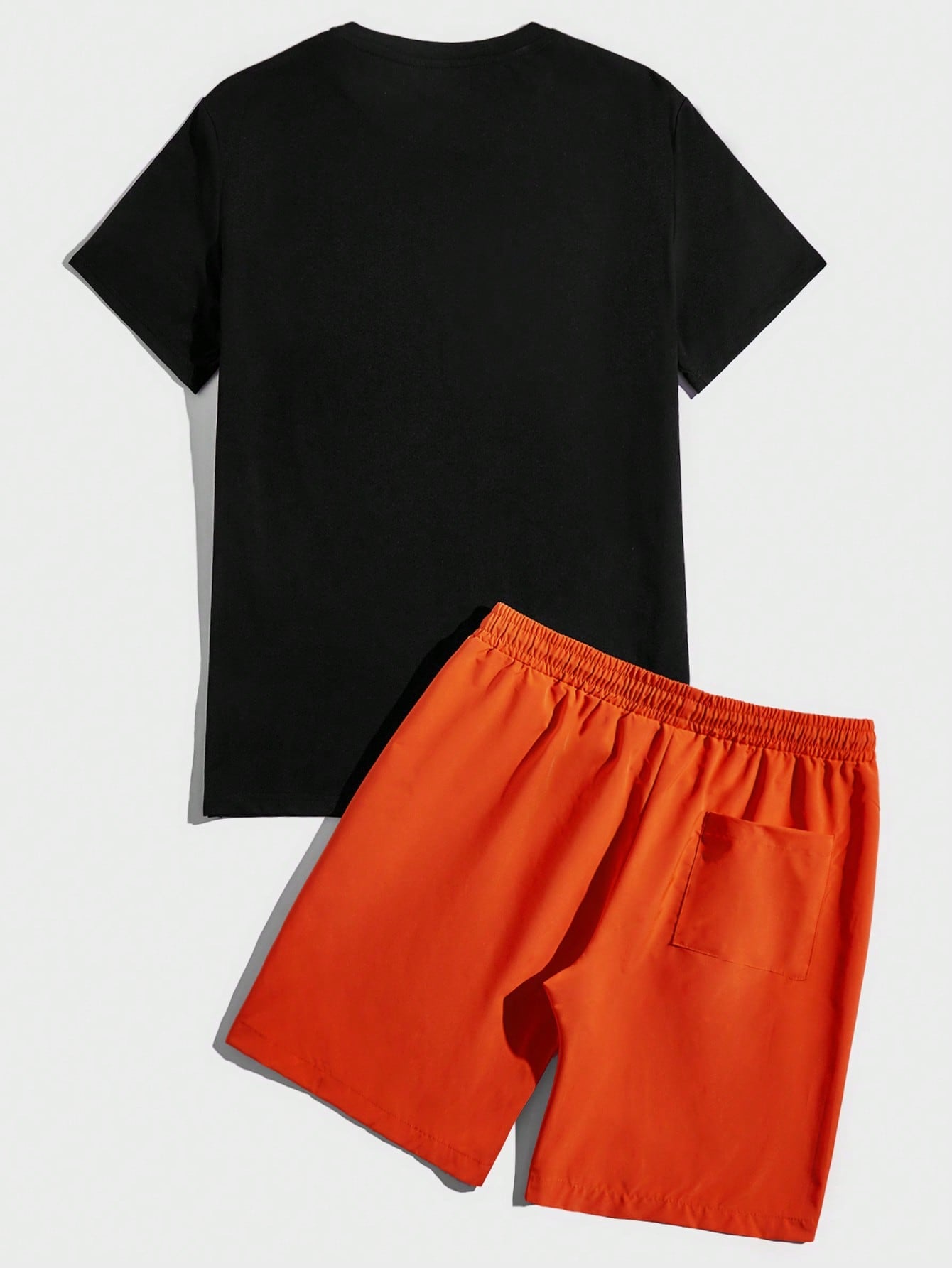Manfinity EMRG Men Bear Letter Graphic Tee Drawstring Waist Shorts