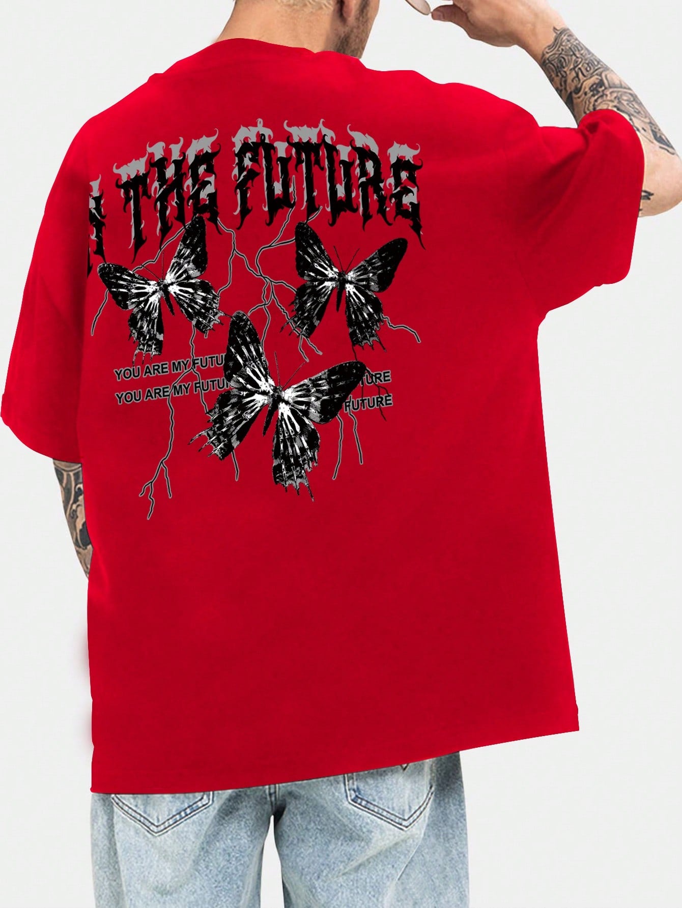 Manfinity EMRG Men Butterfly Slogan Graphic Tee