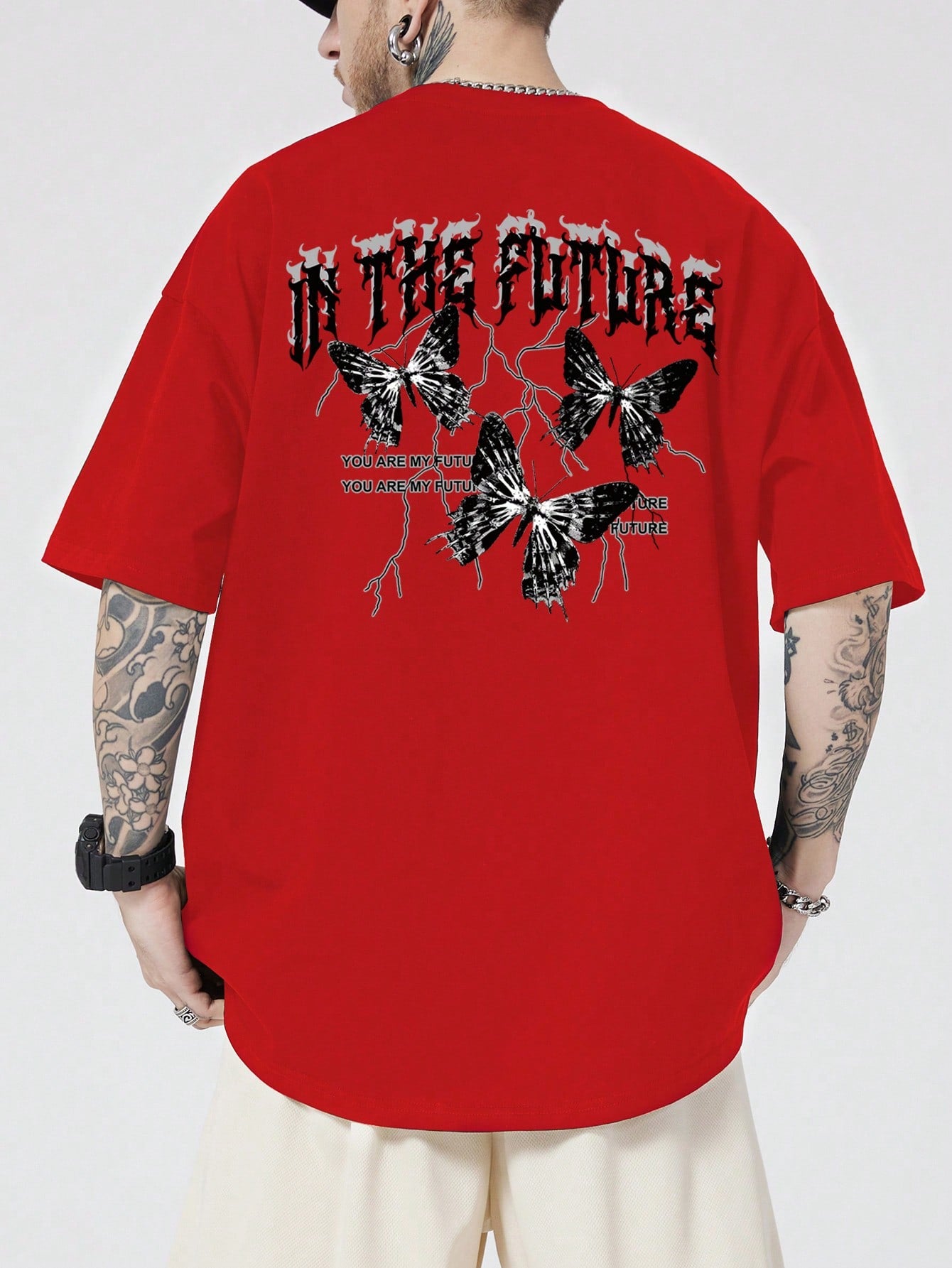 Manfinity EMRG Men Butterfly Slogan Graphic Tee