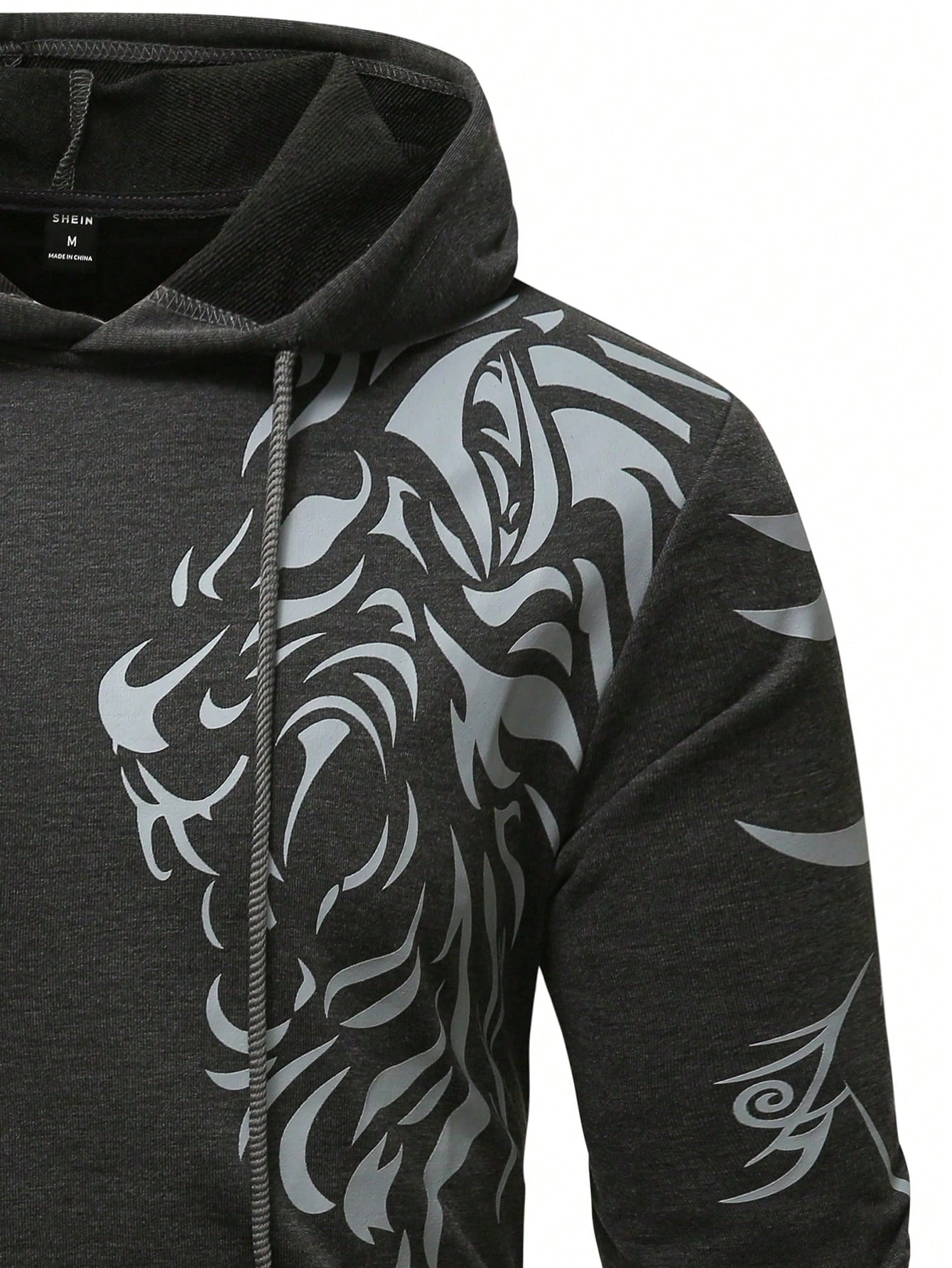 Manfinity LEGND Men Lion Print Kangaroo Pocket Drawstring Hoodie