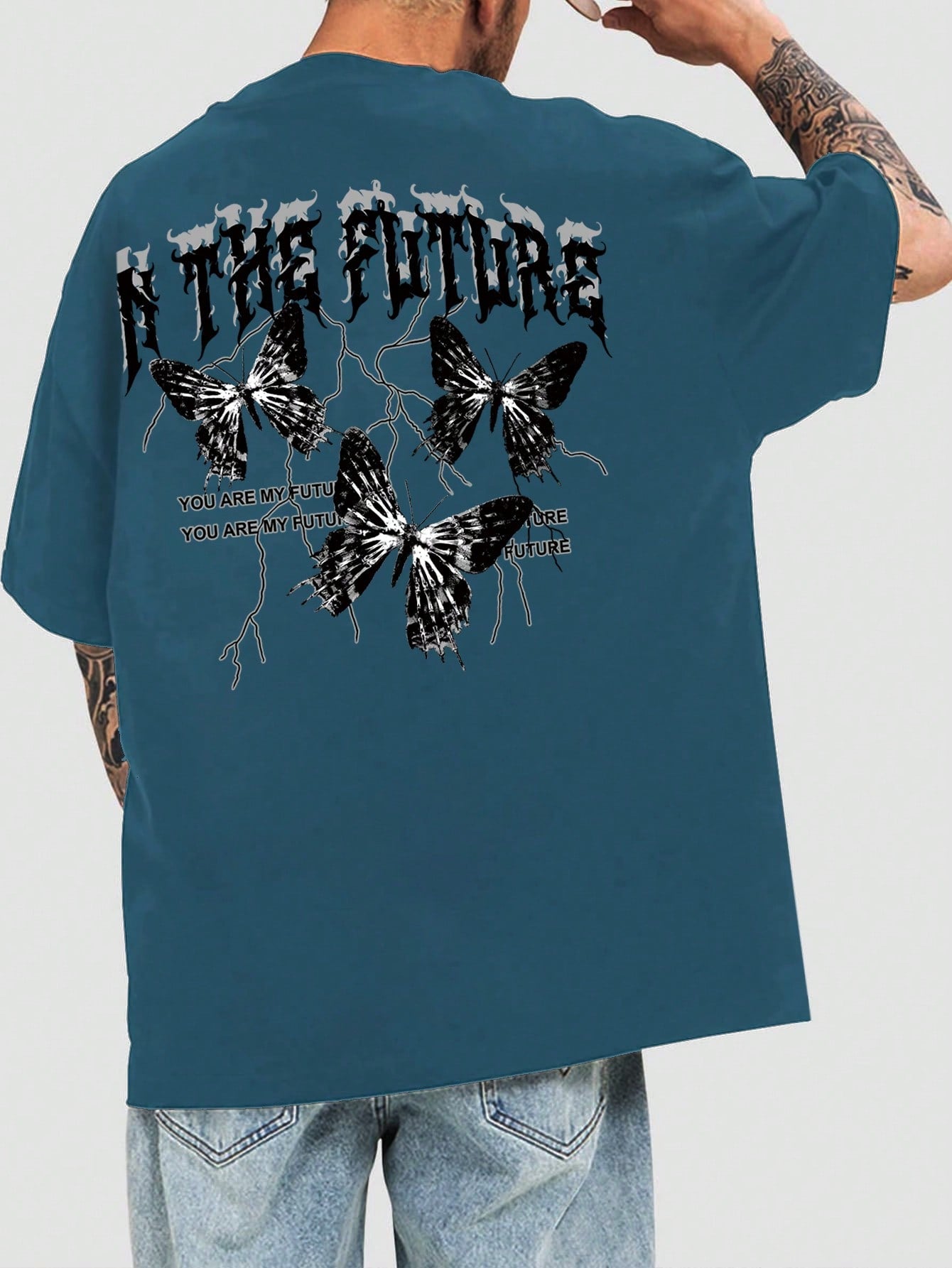 Manfinity EMRG Men Butterfly Slogan Graphic Tee