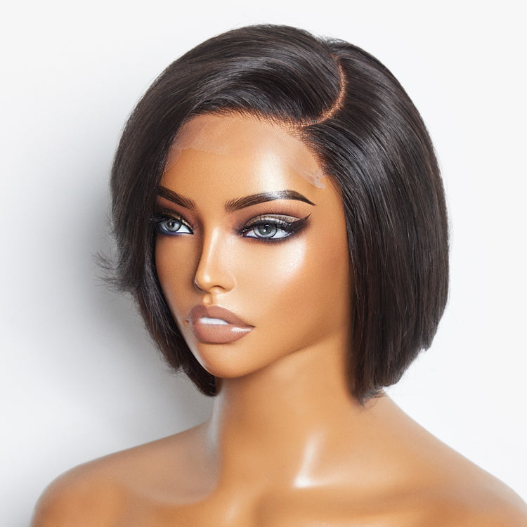 VIP Discount | Mature Boss Pixie Cut with Swept Bangs Glueless Minimalist HD Lace Bob Wig