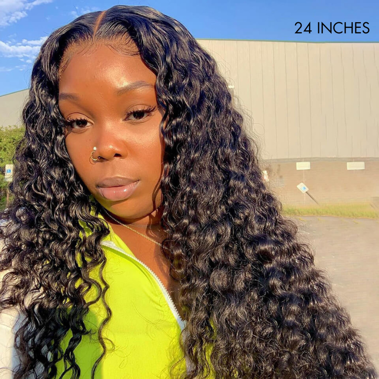VIP Discount | Breathable Deep Wave 4x4 Closure Lace Glueless Mid Part Long Wig 100% Human Hair