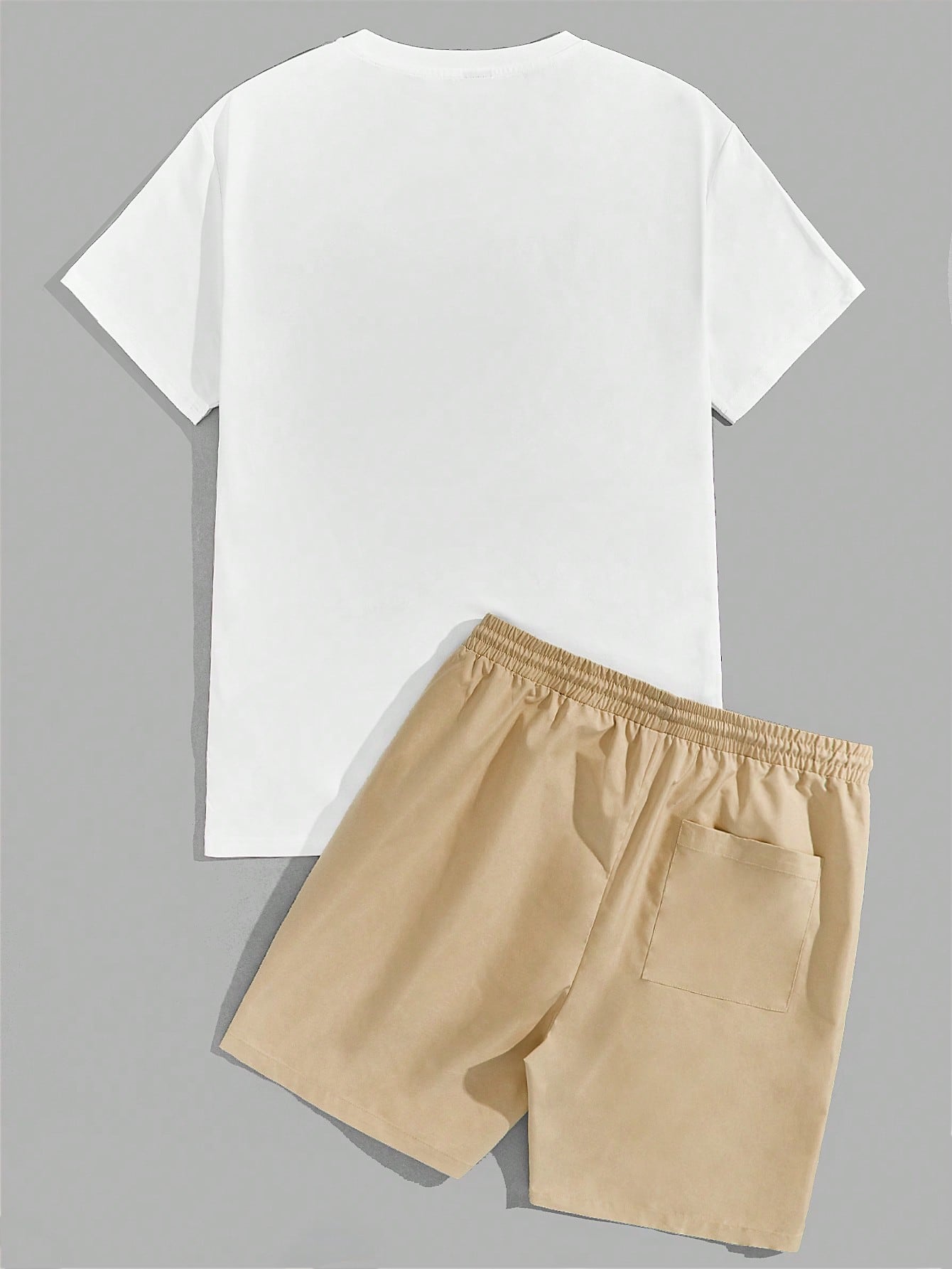 Manfinity EMRG Men Bear Letter Graphic Tee Drawstring Waist Shorts