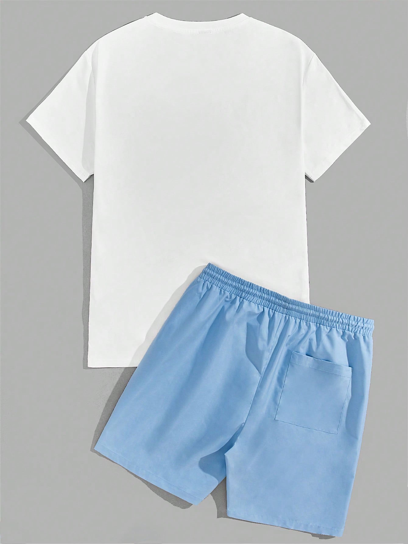 Manfinity EMRG Men Bear Letter Graphic Tee Drawstring Waist Shorts