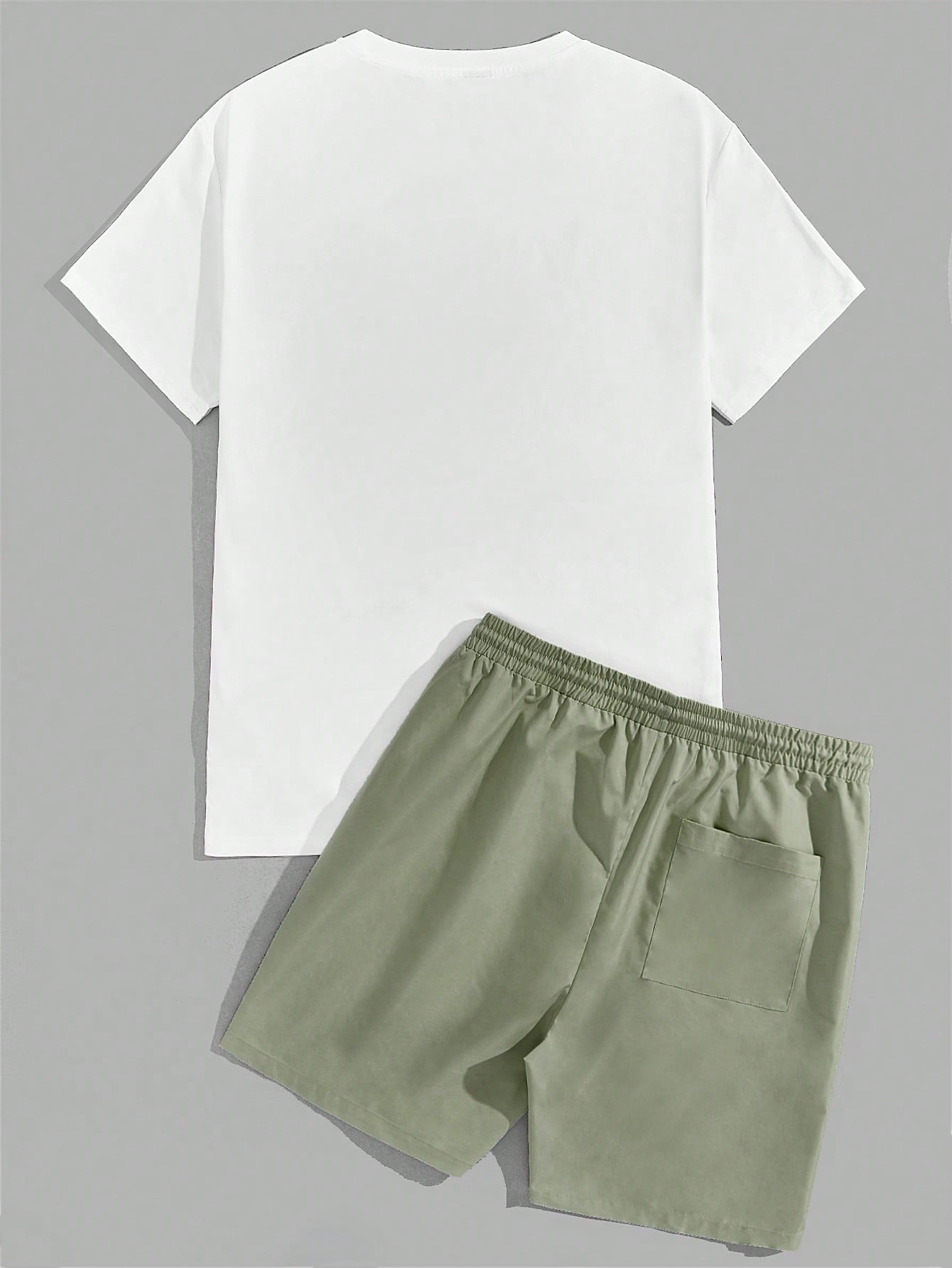 Manfinity EMRG Men Bear Letter Graphic Tee Drawstring Waist Shorts