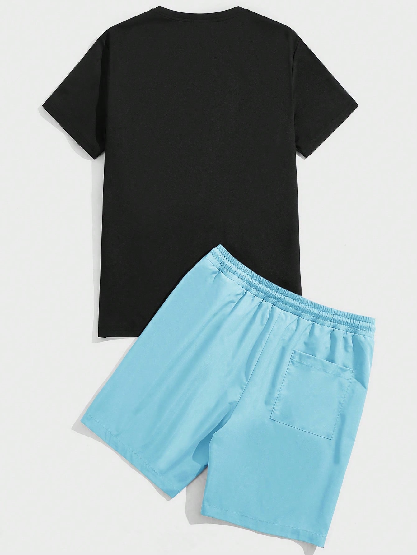 Manfinity EMRG Men Bear Letter Graphic Tee Drawstring Waist Shorts