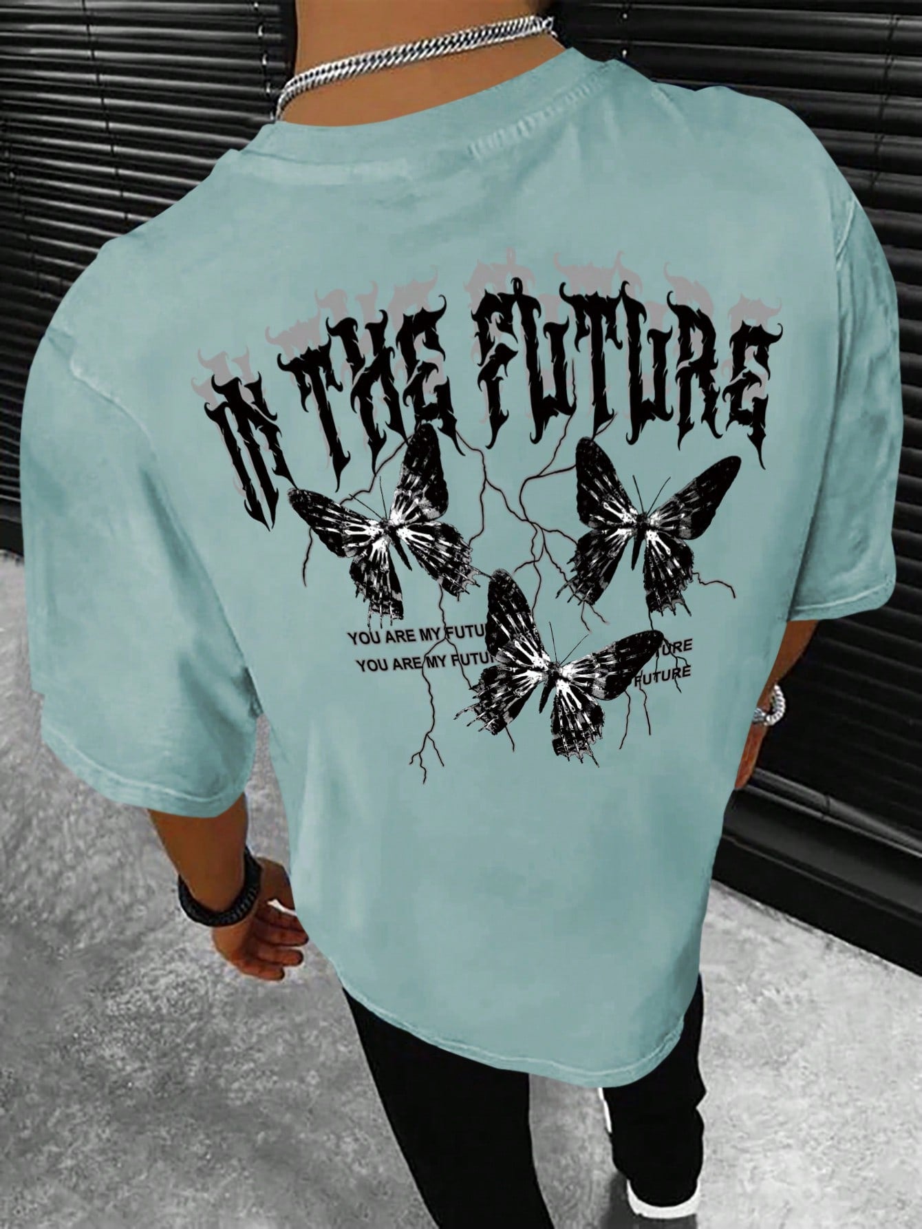 Manfinity EMRG Men Butterfly Slogan Graphic Tee