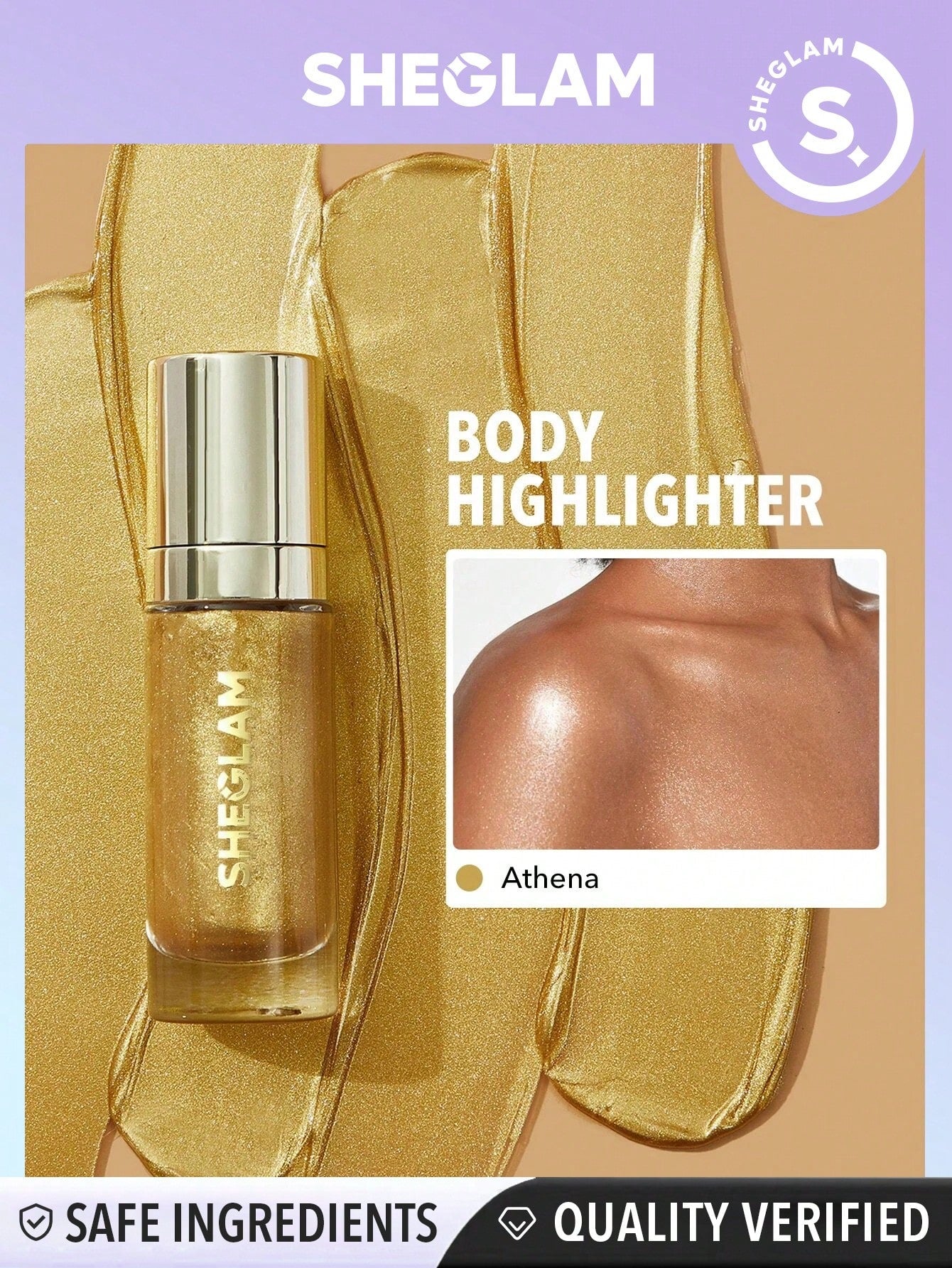 SHEGLAM Sunkissed Body Highlighter Eros Liquid Highlighter Liquid Shimmer Long Wear Brightening Glow Body Highlighter