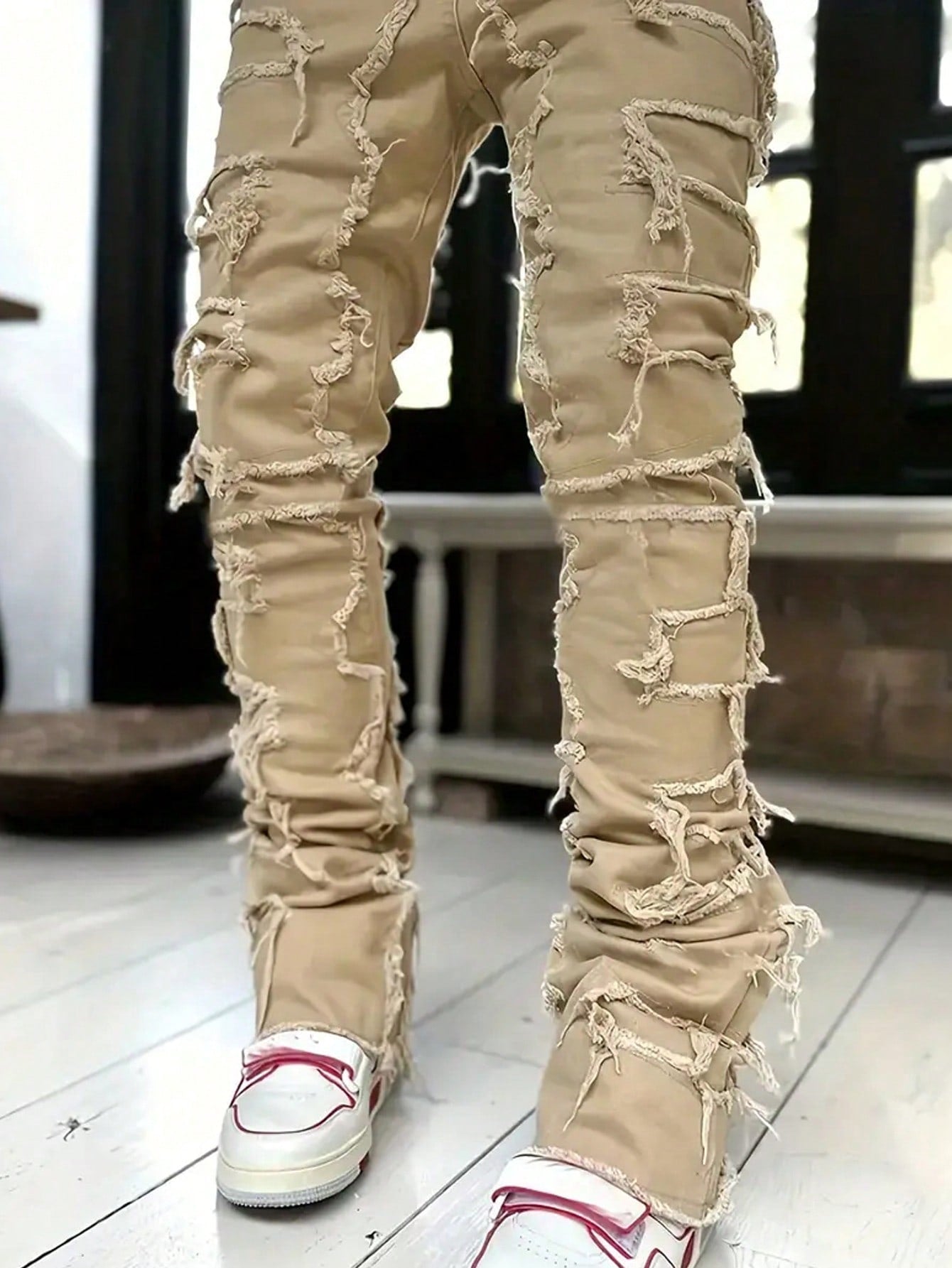 Men Ripped Frayed Skinny Jeans