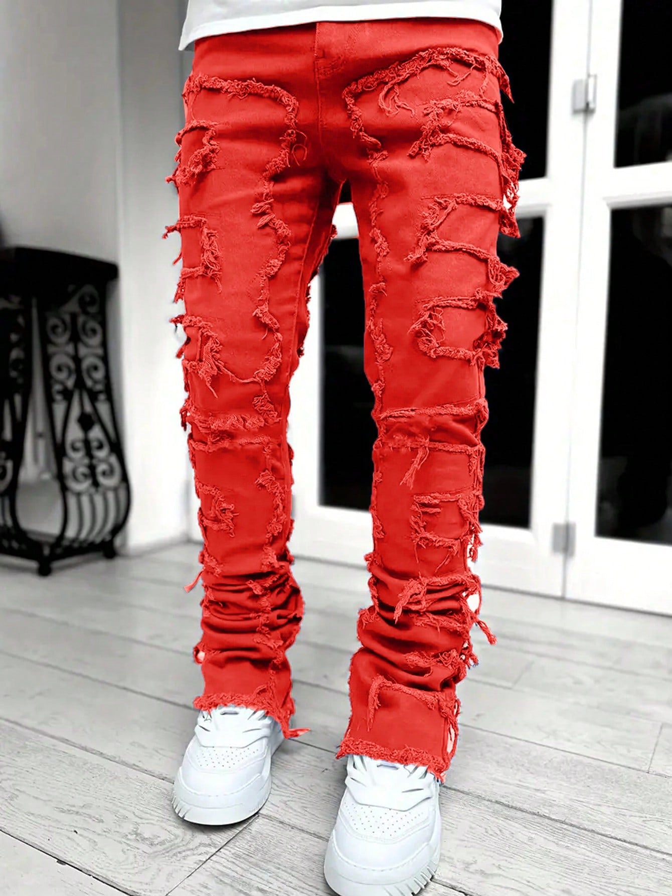 Men Ripped Frayed Jeans