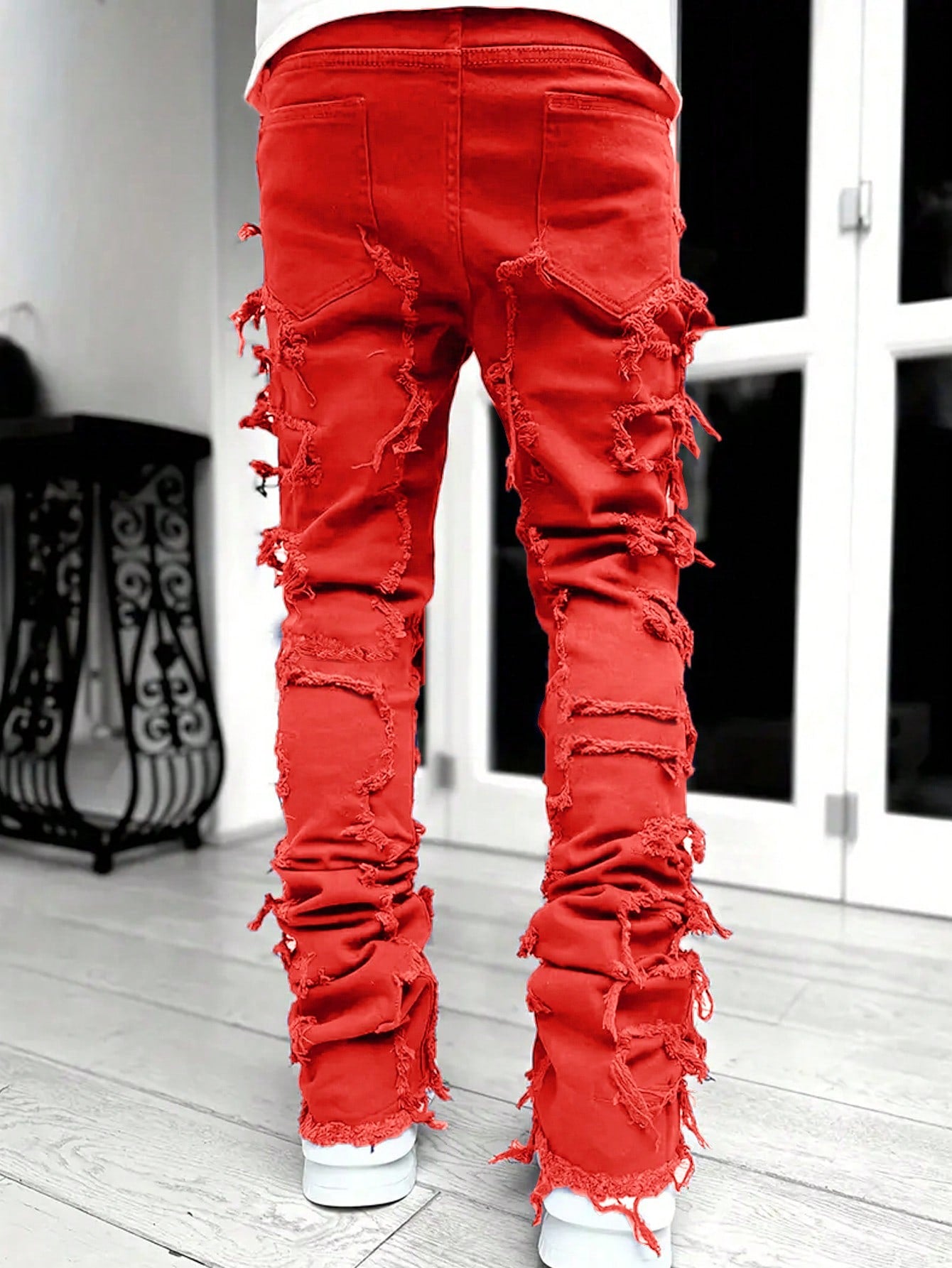 Men Ripped Frayed Jeans