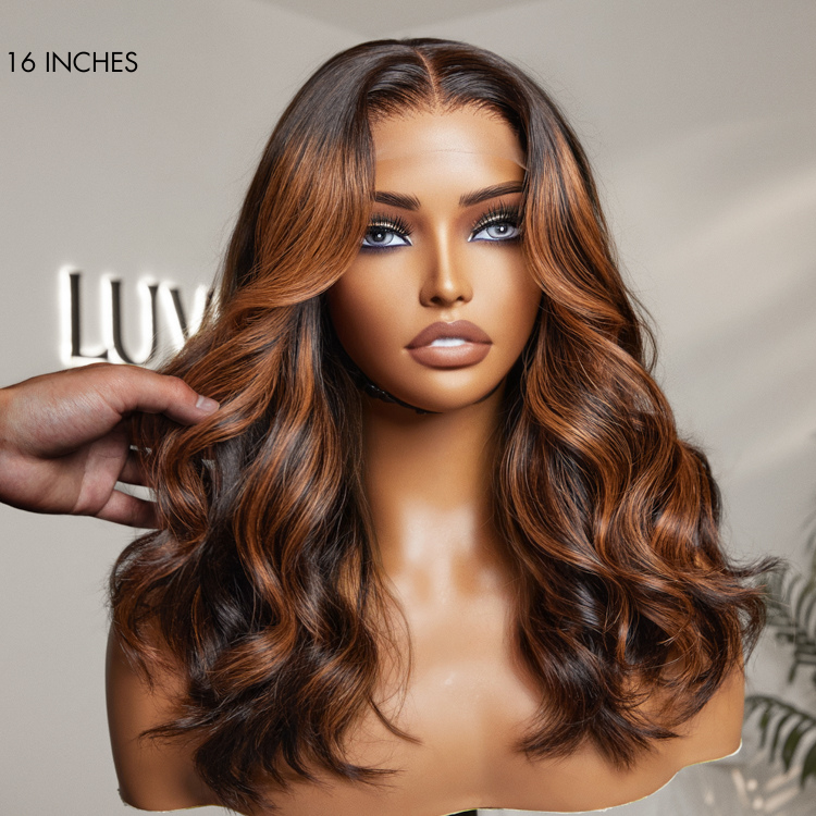 Win Back | Elegant Copper Ombre Highlights Loose Body Wave Glueless 5x5 Closure Lace Wig Breathable Cap