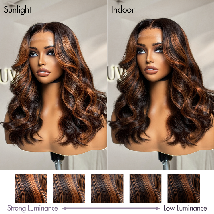 Win Back | Elegant Copper Ombre Highlights Loose Body Wave Glueless 5x5 Closure Lace Wig Breathable Cap