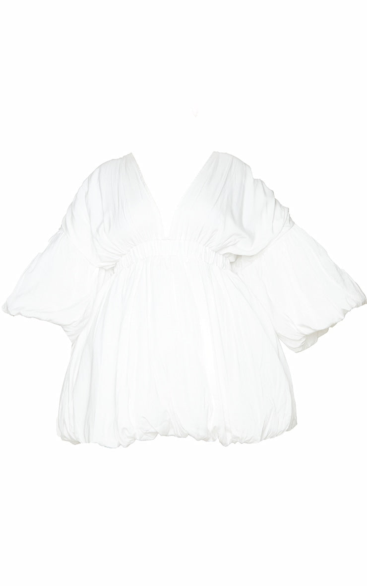 Plus Orange Puff Sleeve Puffball Hem Shift Dress