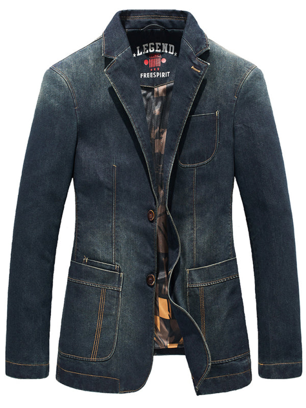 Men's Casual Loose Denim Multi-pocket Suit Jacket