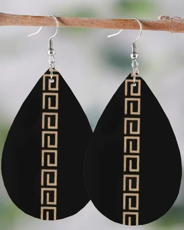 1Pair Geometric Print Waterdrop Hook Earrings - Healthier Me Beauty, LLC