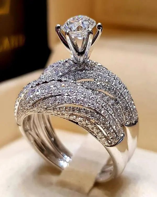 1pc Rhinestone Hollow Layered Ring Wedding Bridal Jewelry - Healthier Me Beauty, LLC