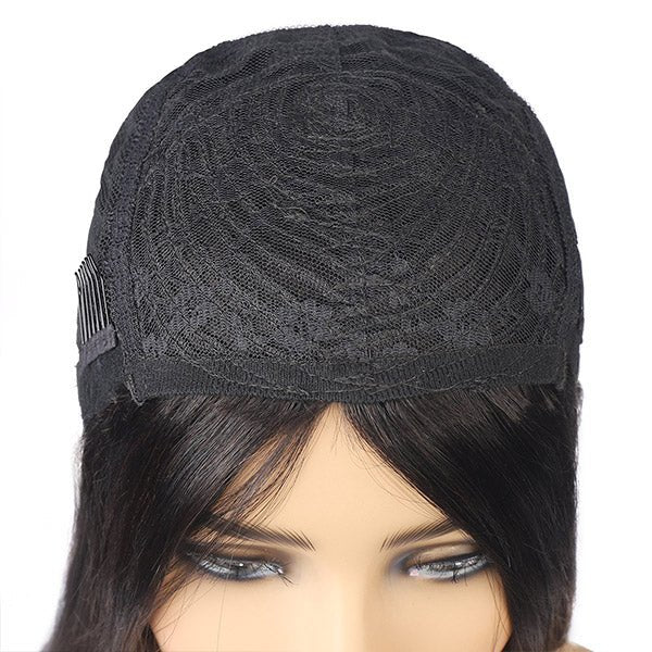 2 Pieces Wigs Middle Part 100% Human Hair Wigs, No Lace Wigs Machine Made Wigs - Healthier Me Beauty, LLC