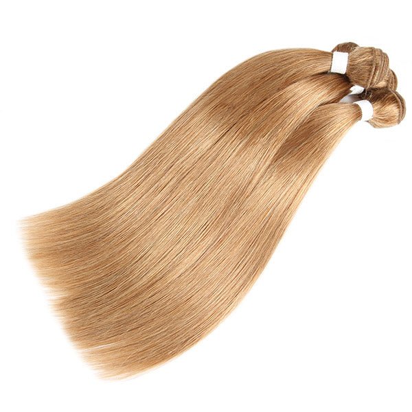 #27 Straight Hair Bundles with Closure Colored Human Hair 3 Bundles with 4x4 Lace Closure - Healthier Me Beauty, LLC
