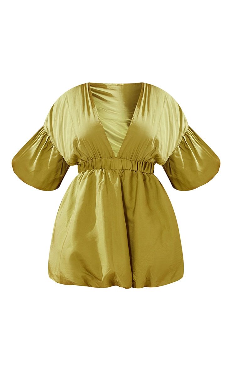 Plus Orange Puff Sleeve Puffball Hem Shift Dress