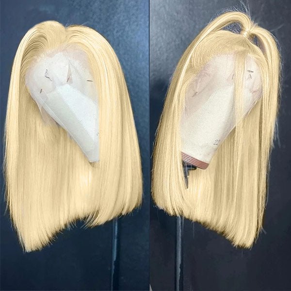 613 Blonde Bob Lace Front Wig 13x4 Straight Short Bob Human Hair Wigs - Healthier Me Beauty, LLC