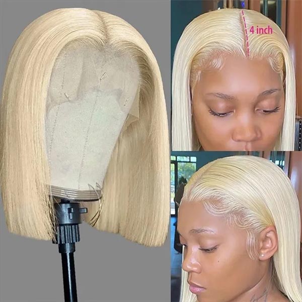 613 Blonde Bob Lace Front Wig 13x4 Straight Short Bob Human Hair Wigs - Healthier Me Beauty, LLC