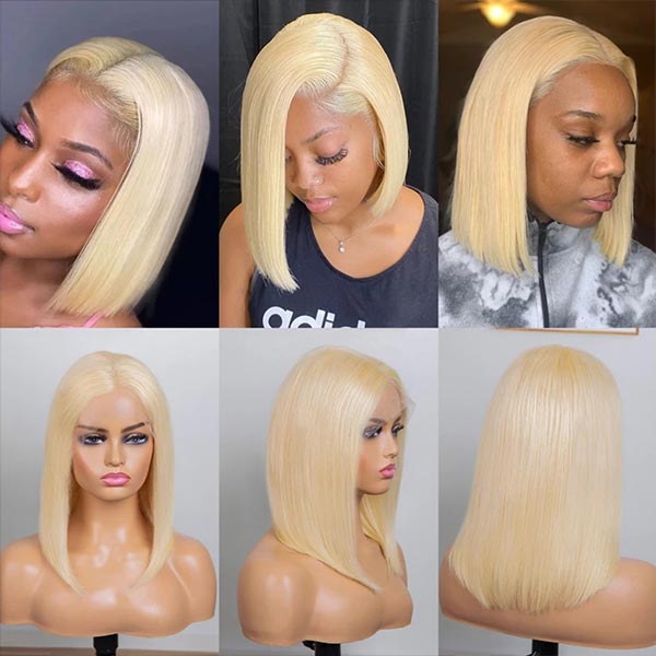 613 Blonde Bob Lace Front Wig 13x4 Straight Short Bob Human Hair Wigs - Healthier Me Beauty, LLC