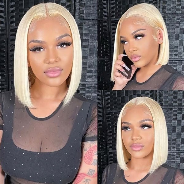 613 Blonde Bob Wigs Wear Go 13x4 Lace Front Wig Short Straight Bob Wigs - Healthier Me Beauty, LLC