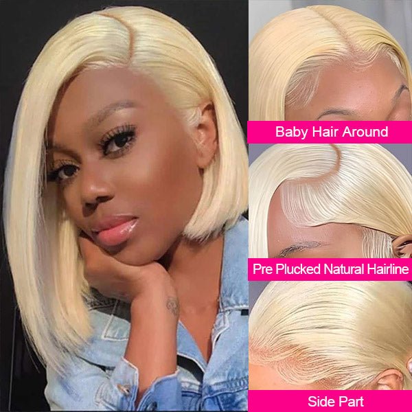 613 Blonde Bob Wigs Wear Go 13x4 Lace Front Wig Short Straight Bob Wigs - Healthier Me Beauty, LLC