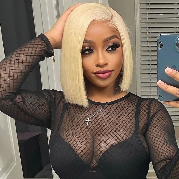 613 Blonde Bob Wigs Wear Go 13x4 Lace Front Wig Short Straight Bob Wigs - Healthier Me Beauty, LLC