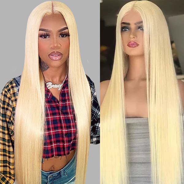 613 Blonde Straight Hair 4x4 Lace Closure Wigs HD Transparent Lace Front Human Hair Wig - Healthier Me Beauty, LLC