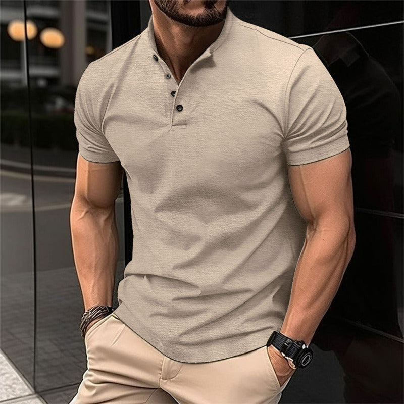 New Men's Button Henley Collar Sports Polo Shirt