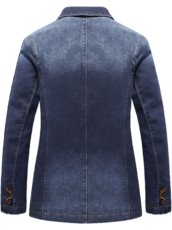 Men's Casual Loose Denim Multi-pocket Suit Jacket