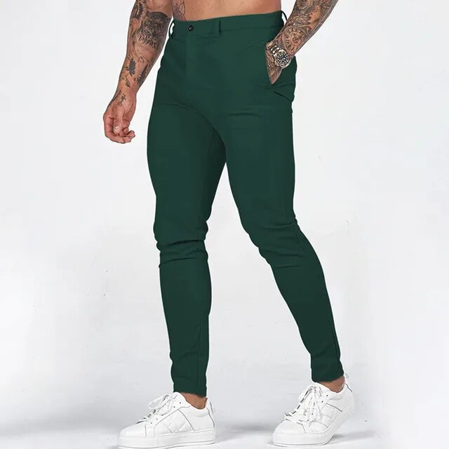 Autumn Mens Pants Cotton Casual Stretch Male Trousers