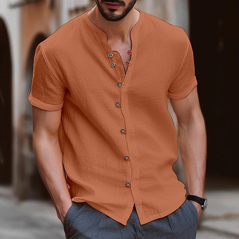New Fashion Men's Retro Button Casual Short Sleeve Shirt