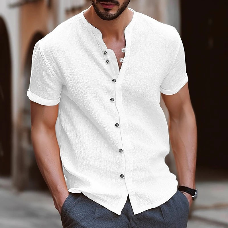 New Fashion Men's Retro Button Casual Short Sleeve Shirt