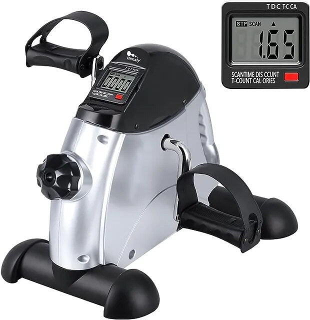 Mini Exercise Bike, Under Desk Bike Pedal Exerciser Portable Foot Cycle Arm & Leg Peddler Machine with LCD Screen Displays