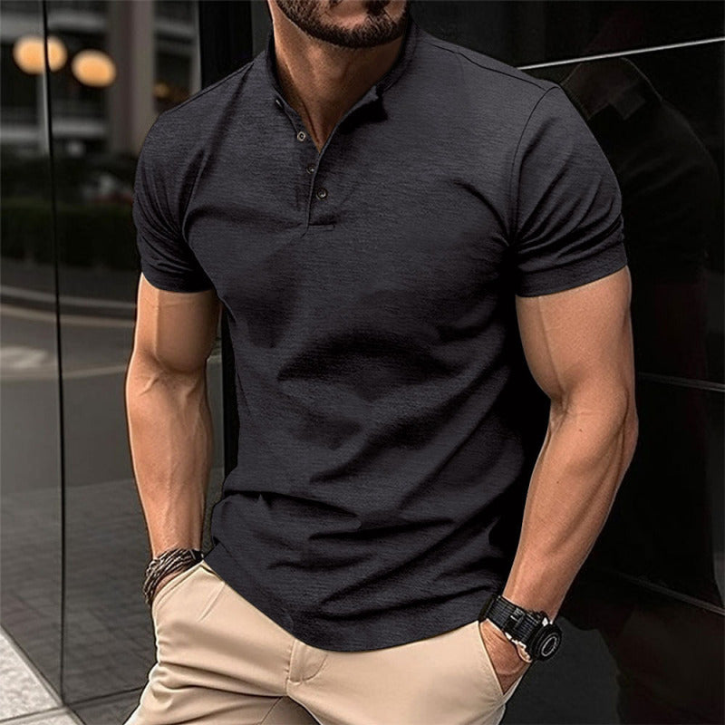 New Men's Button Henley Collar Sports Polo Shirt